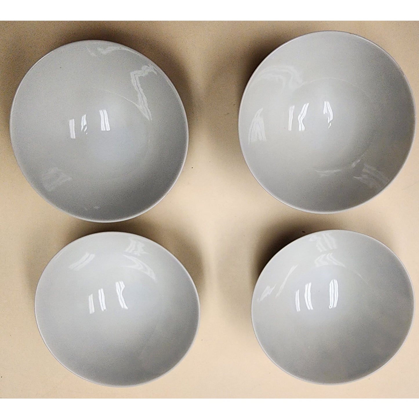 Set of 4 Vintage Japanese Porcelain Rice Bowls 4.75" Blue & White Patterns