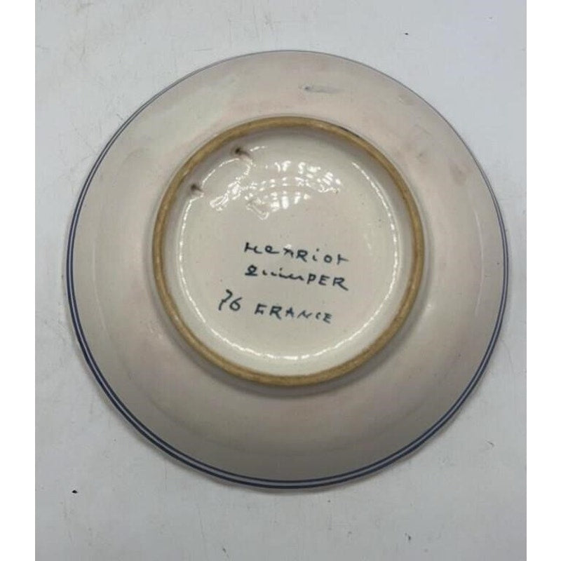 Henriot Quimper Fleuri Bretonne Scalloped Deep Dish French Faience Hand Painted