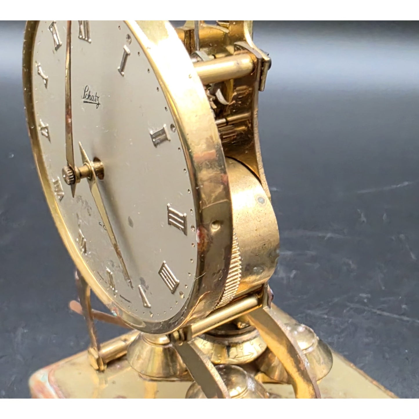 Vintage Schatz 400‑Day Torsion Clock Germany Brass & Glass Case w/ Key – Repair
