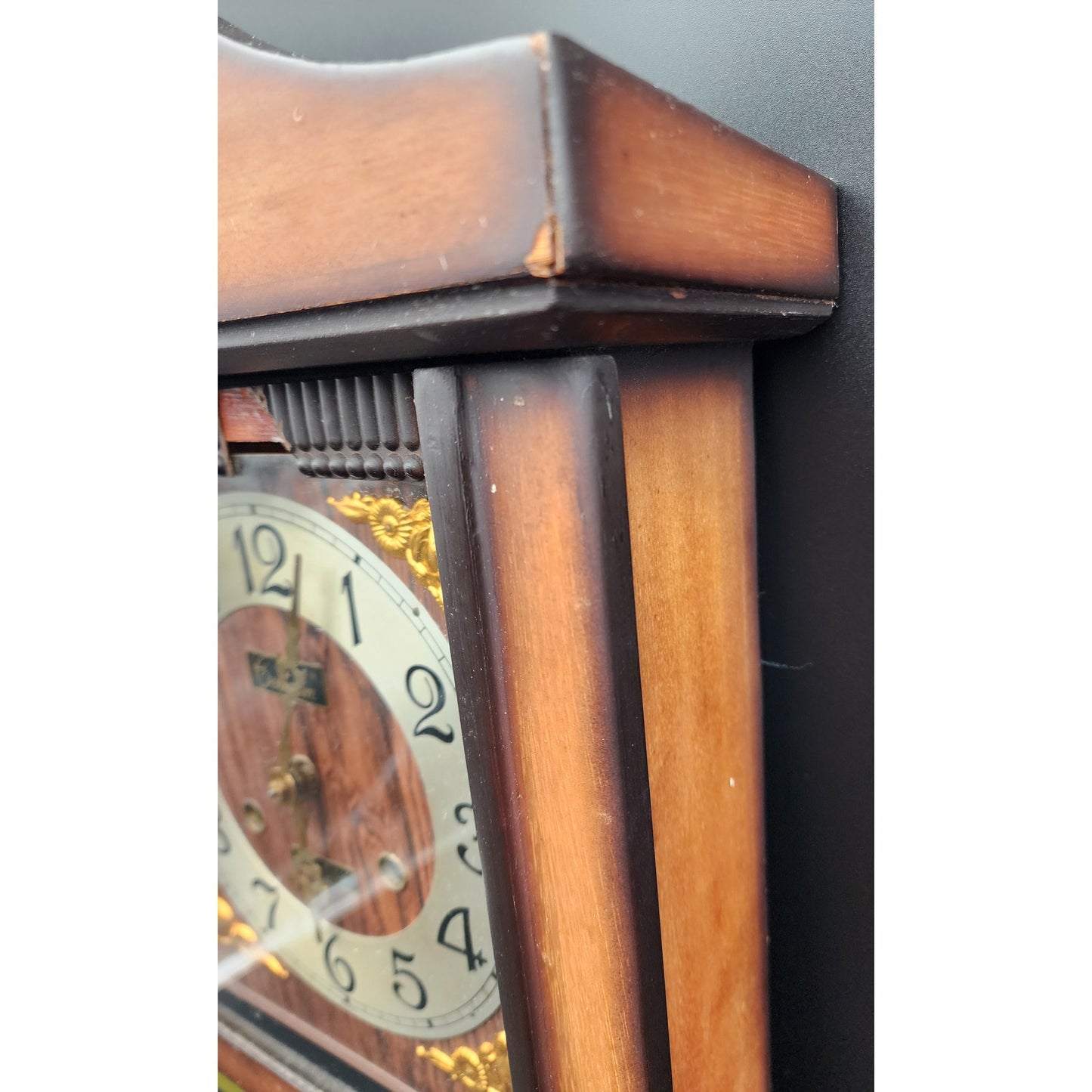 Vintage Centurion 35‑Day Regulator Clock* Korea Wood Case Brass Pendulum Key