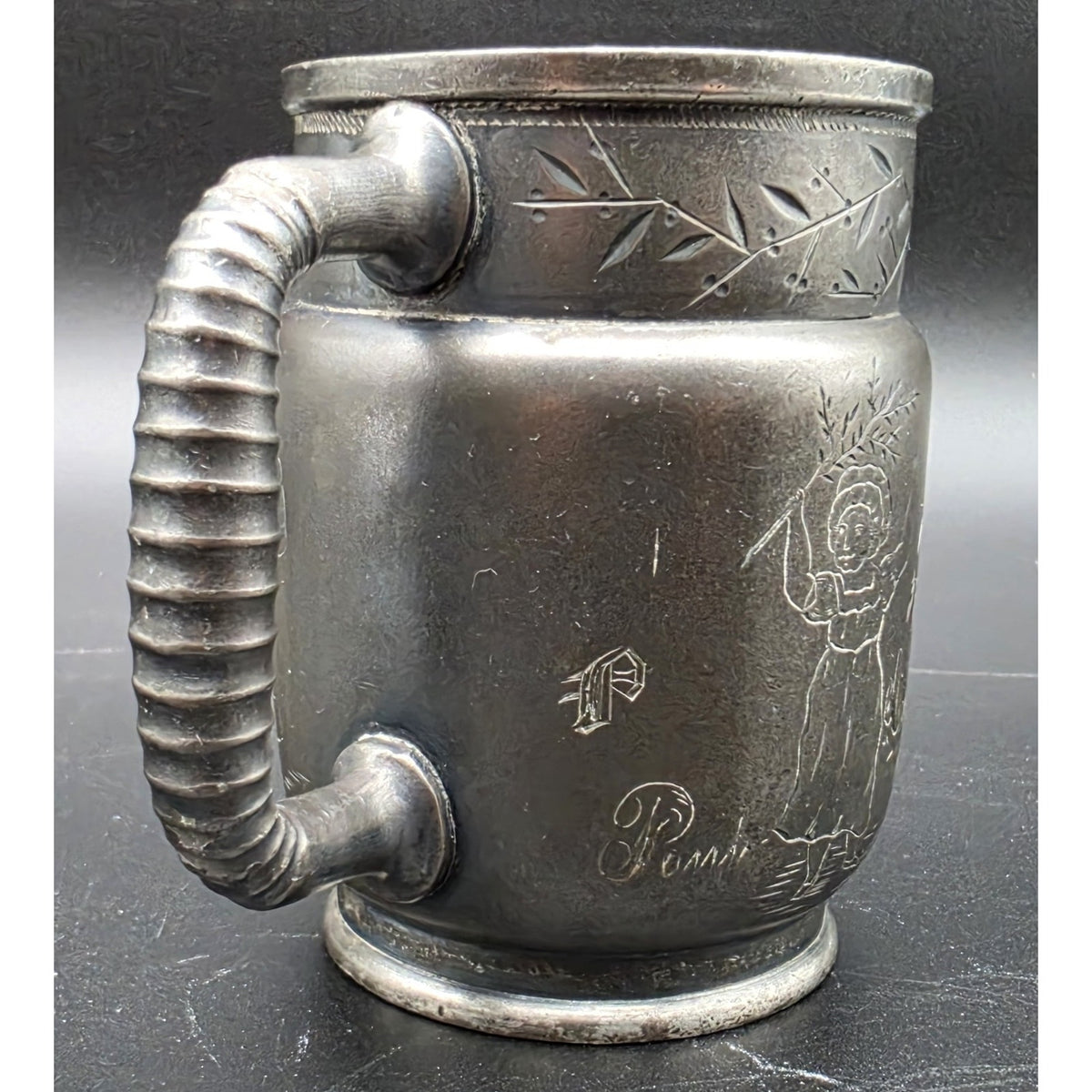Antique Derby Silver Co Quadruple Plate Engraved Children Ring Dance Mug Cup 67