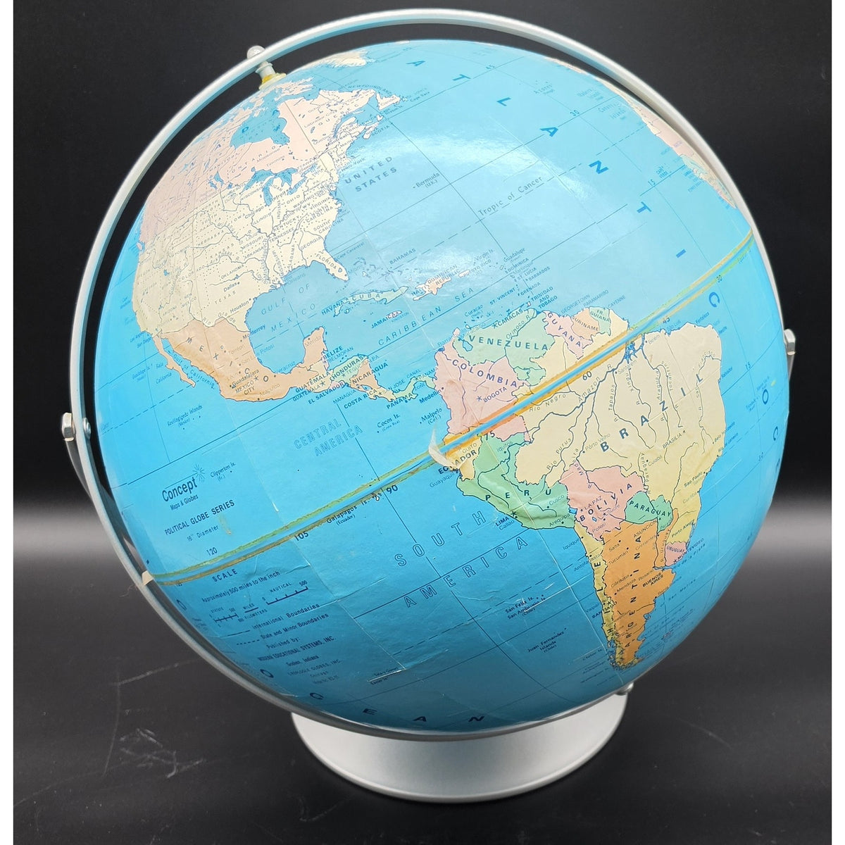 Vintage Concept 16" Blue Ocean World Globe Rotating Stand Modern Educational