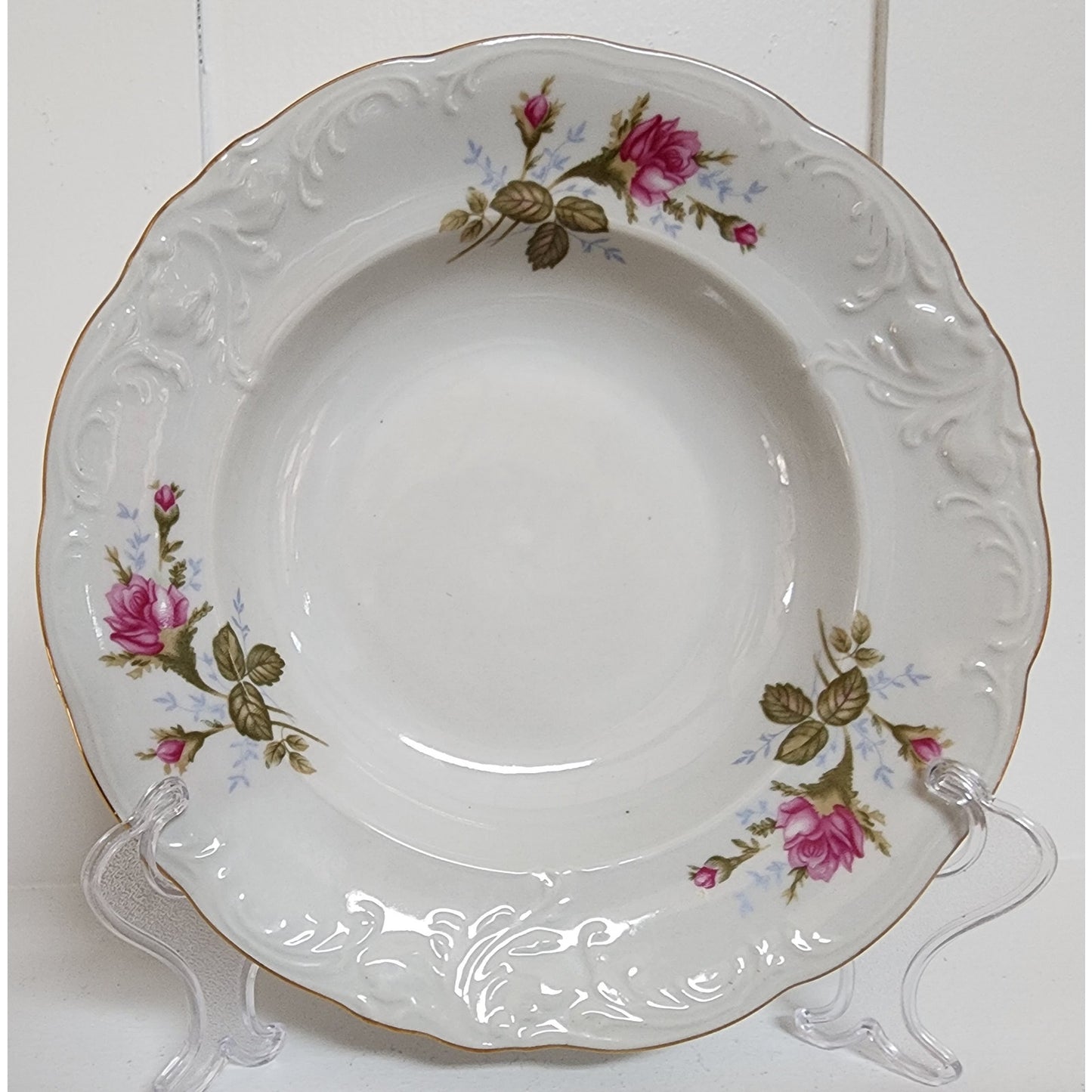 Vintage Wawel Pompadour Rose China 42 Pc Dinner Set Gold Gilded Rims Poland Made