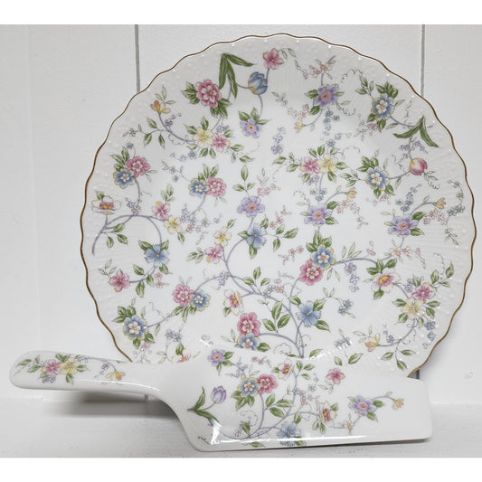 Andrea by Sadek Japan Cake Plate, Server Floral 22K Gold Trim Vintage Scalloped