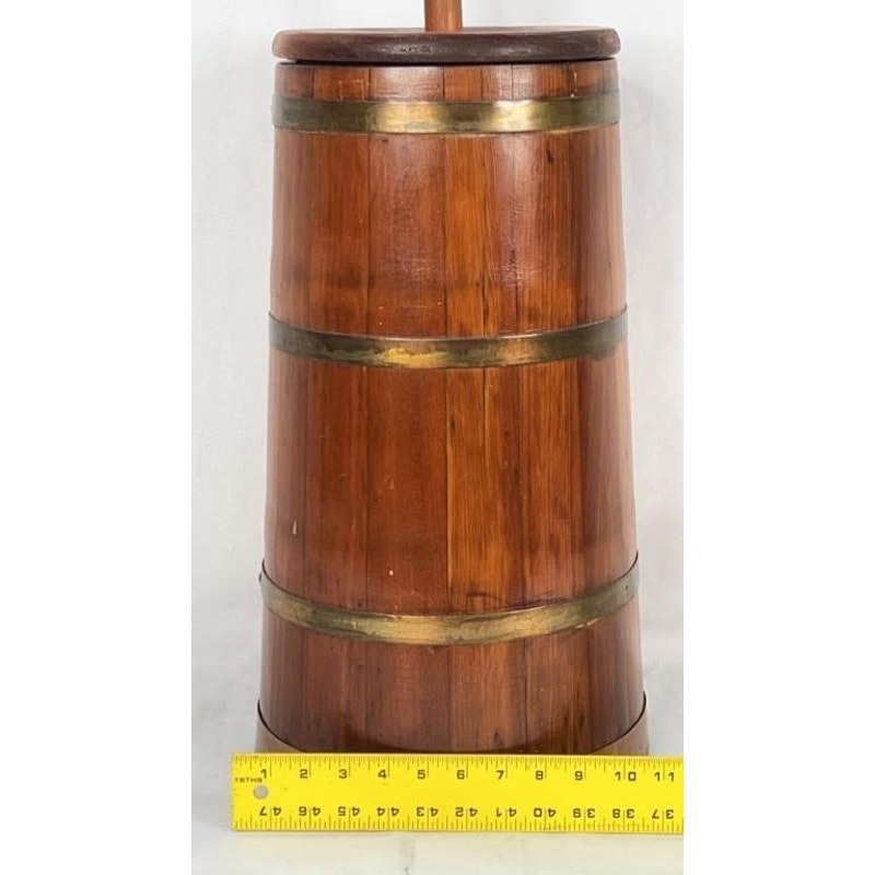 VTG Wooden Butter Churn w/ Dasher Rod 35.5" Tall Farmhouse Primitive Rustic Decor