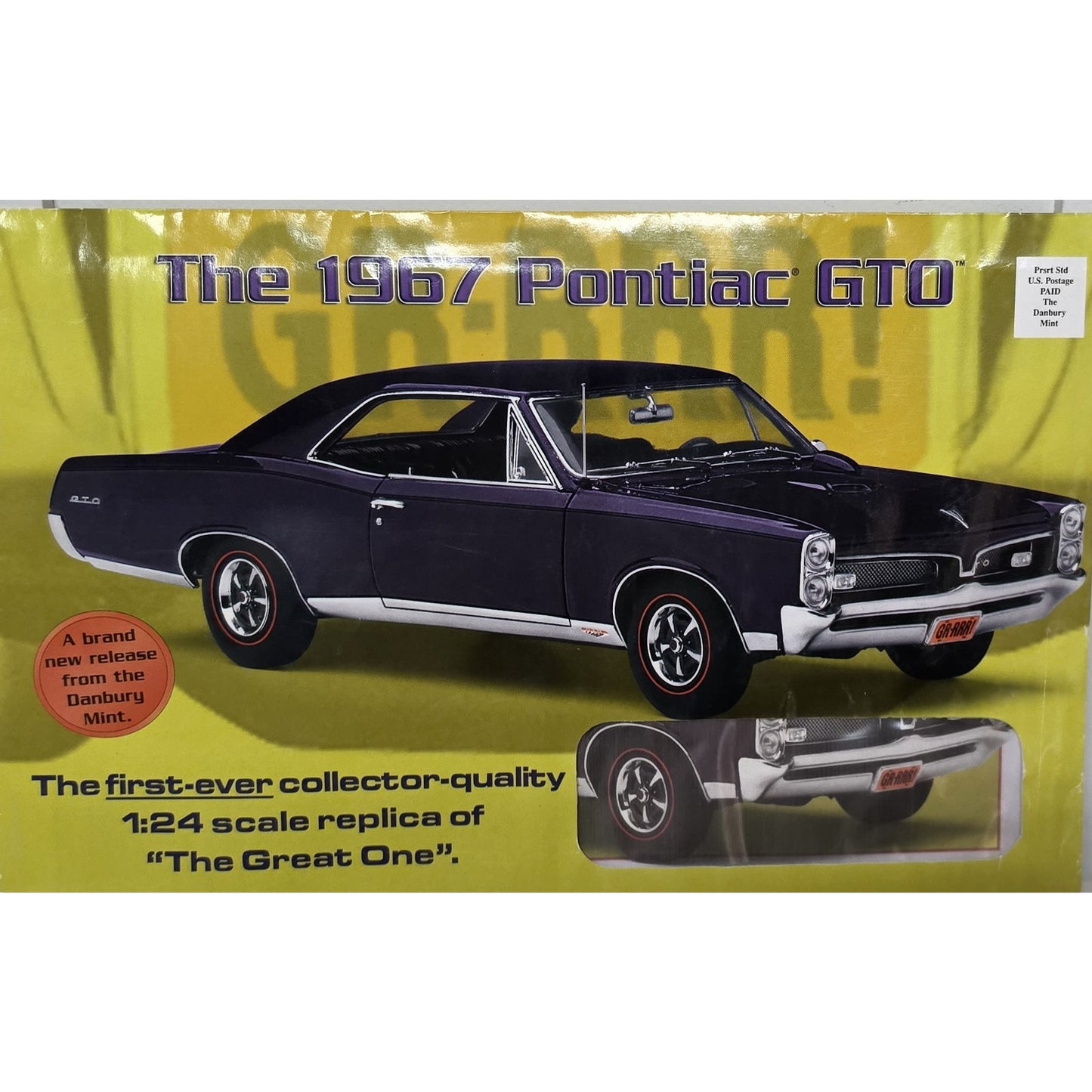 1967 Pontiac GTO Hardtop 1:24 Danbury Mint Die‑Cast NIB w/ COA Limited Ed