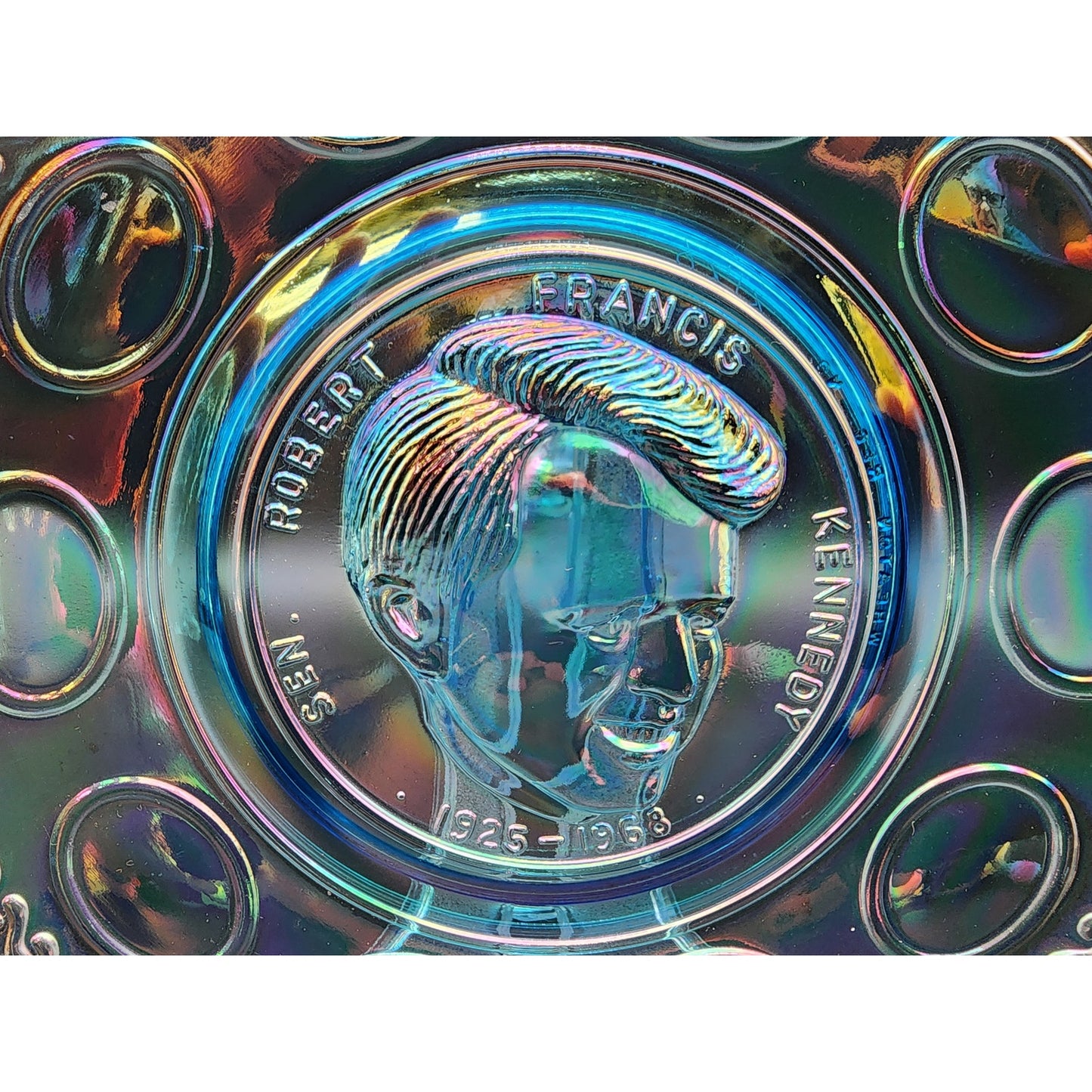 Wheaton RF Kennedy Iridescent Commemorative Plate 8" Raised Relief 1925‑1968