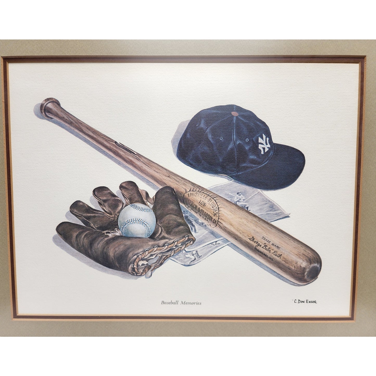 1973 C. Don Ensor Baseball Memories Art Framed 21.5x17.5 Cooperstown Babe Ruth