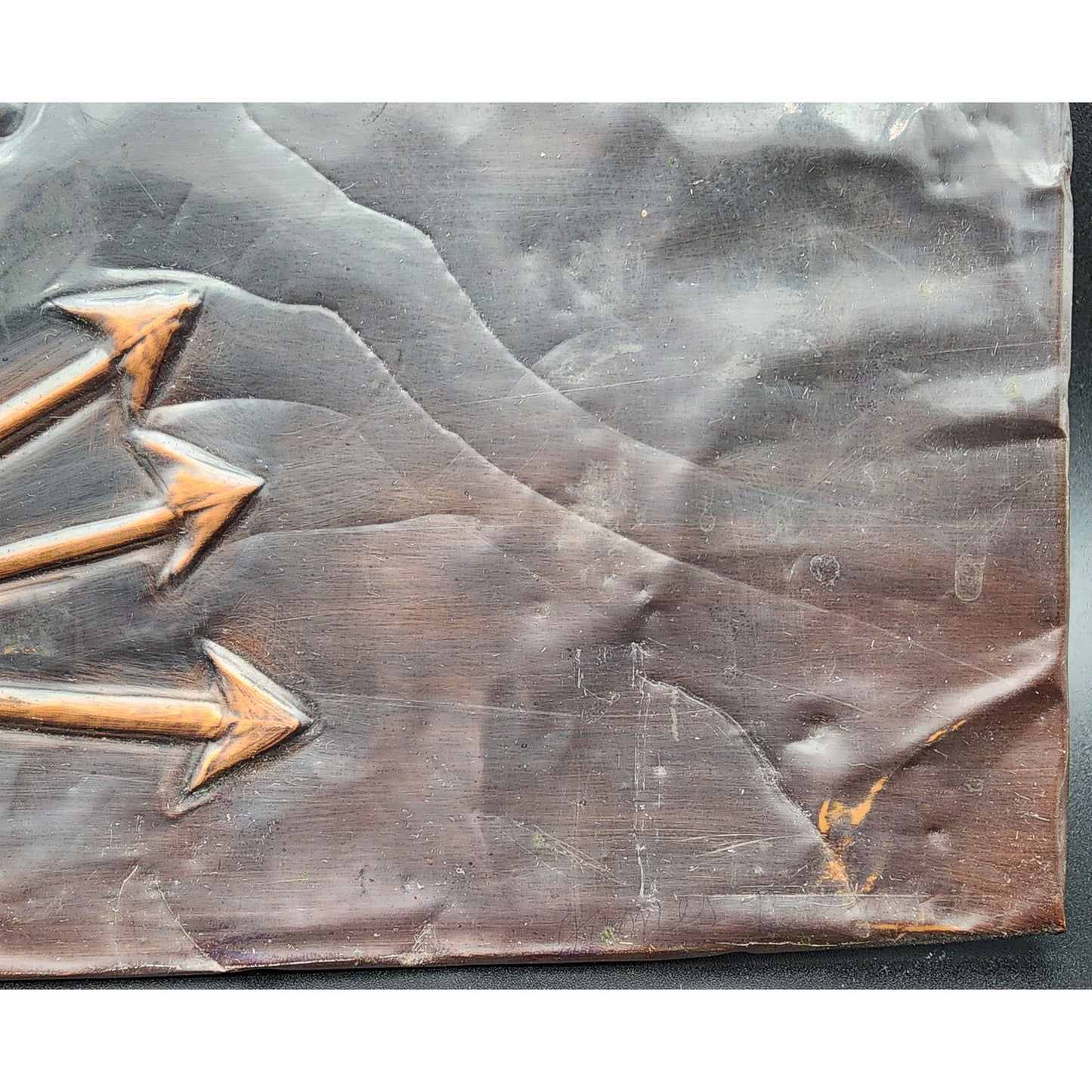 Vintage Embossed Copper Eagle Art 19x11 Patriotic Handmade Metal Wall Panel
