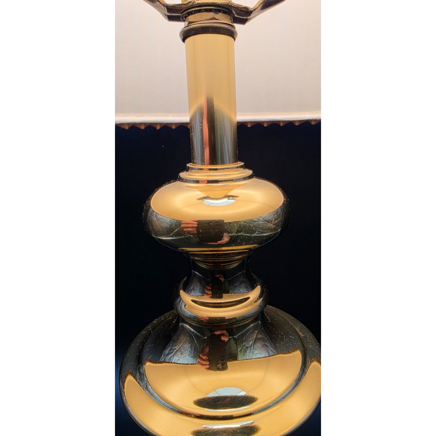 Vintage Solid Brass Table Lamp w/ Pleated Shade 25.5" Mexico Quality Made