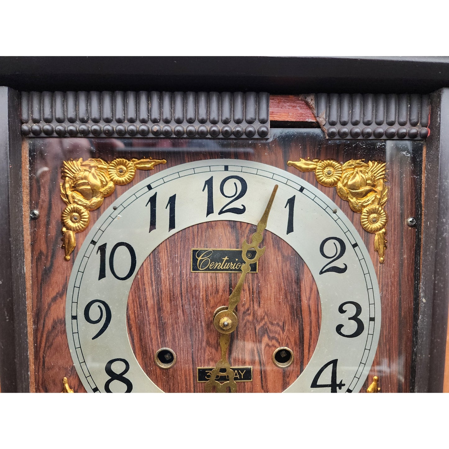 Vintage Centurion 35‑Day Regulator Clock* Korea Wood Case Brass Pendulum Key