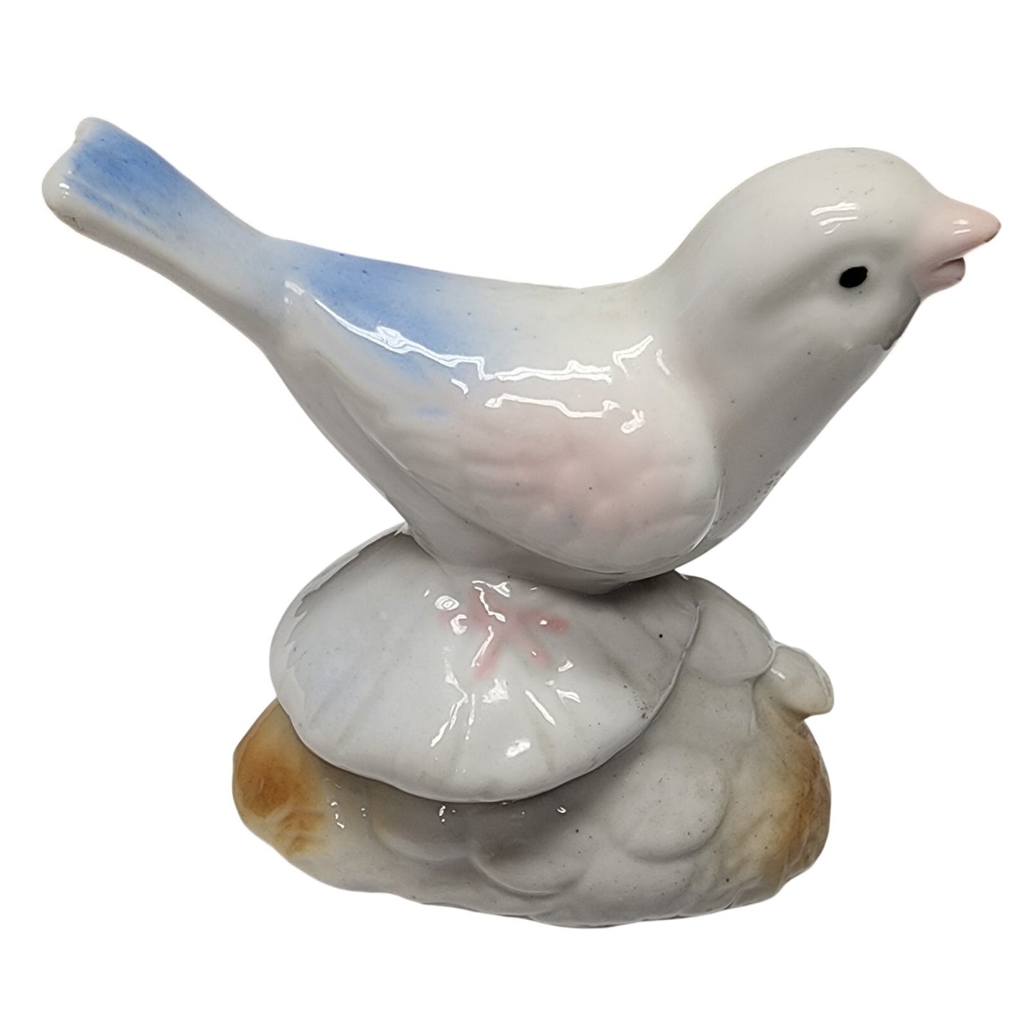Set of 4 Vintage Hand Painted Porcelain Bird Figurines Japan Blue Jay