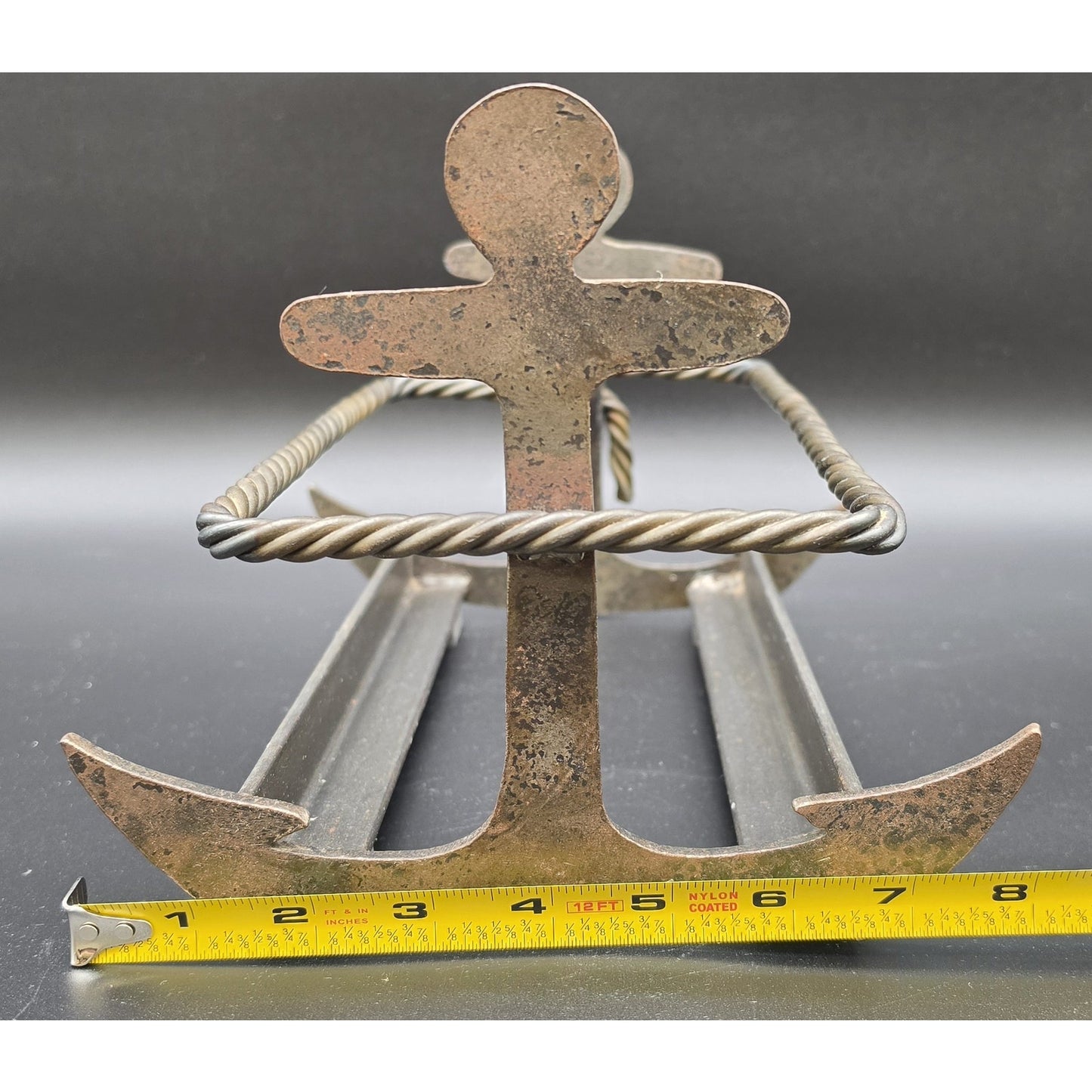 Vintage Heavy Metal Nautical Anchor Holder Rack – 11.25" x 8.25" x 7"