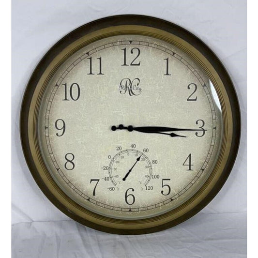 River City 24" Wall Clock No.6 Indoor Outdoor Temp Hygrometer Vintage Style