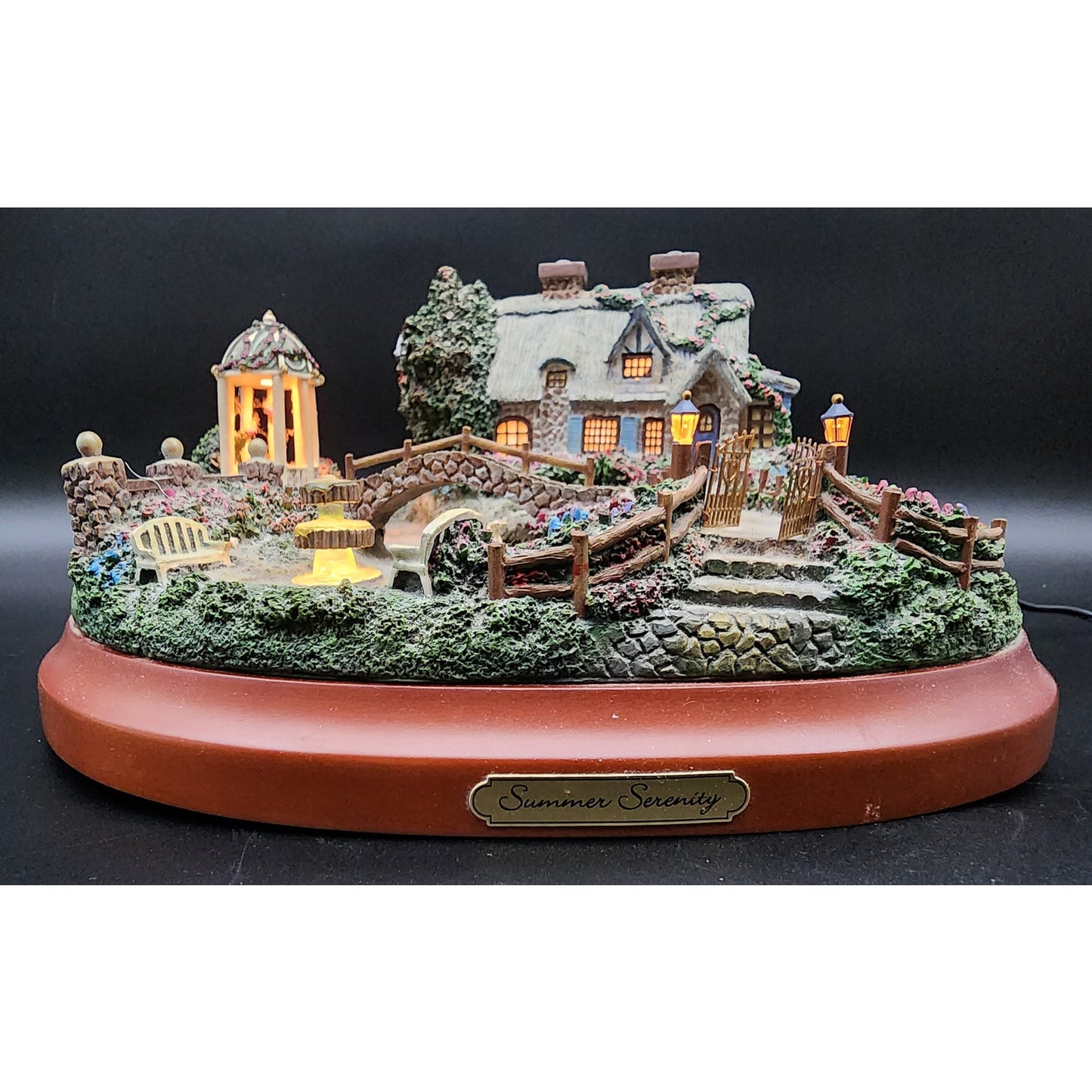 Thomas Kinkade Summer Serenity Masterpiece Village Lighted Sculpture A0083 COA