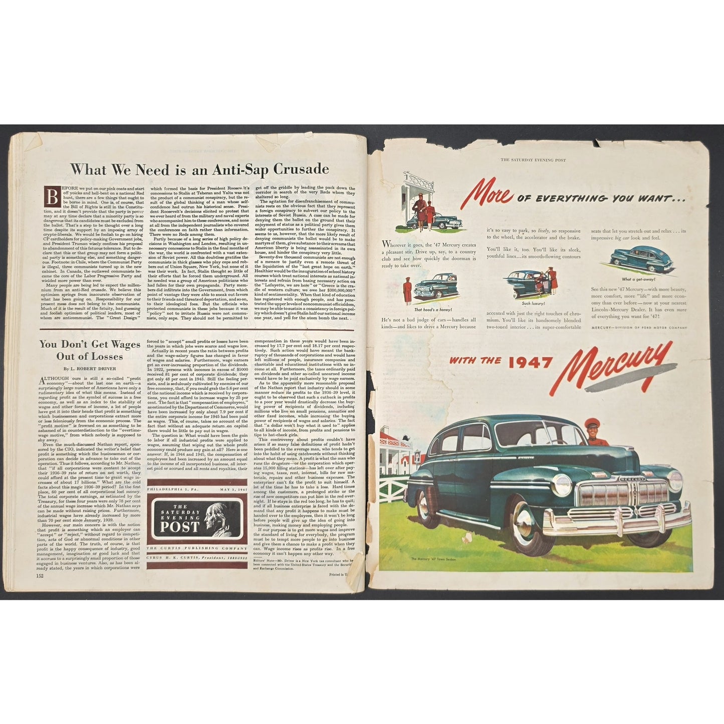 WWII Era Saturday Evening Post Lot 1942–1947 w/ Ads & Stories (3 Issues)