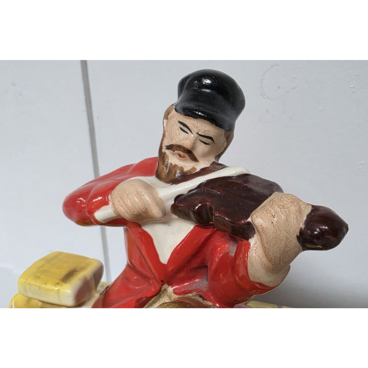 Vintage Fiddler on the Roof Handpaint Ceramic Music Box Rotating Sunrise Sunset