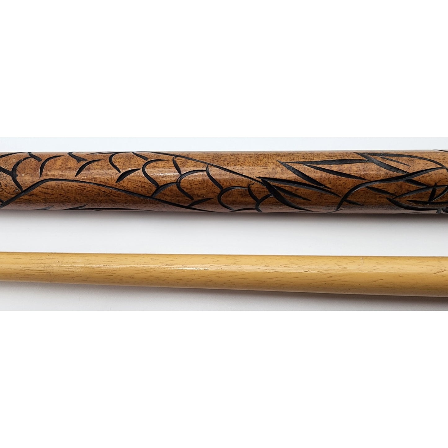 Vintage Hand Carved Wood Brass Cane w/ Hidden Pool Cue 33" - Rare