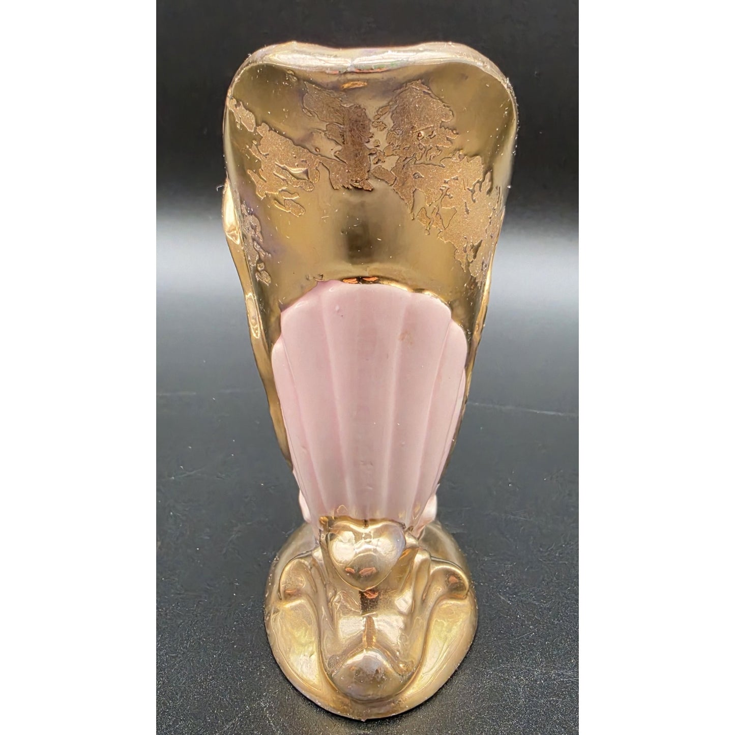 VTG Savoy China Pink & 24K Gold Cornucopia Horn Vase 6.125" Porcelain