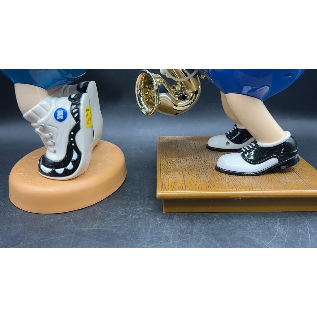 Vintage M&M’s Blue Candy Dispensers Lot – Basketball Player & Saxophone Musician