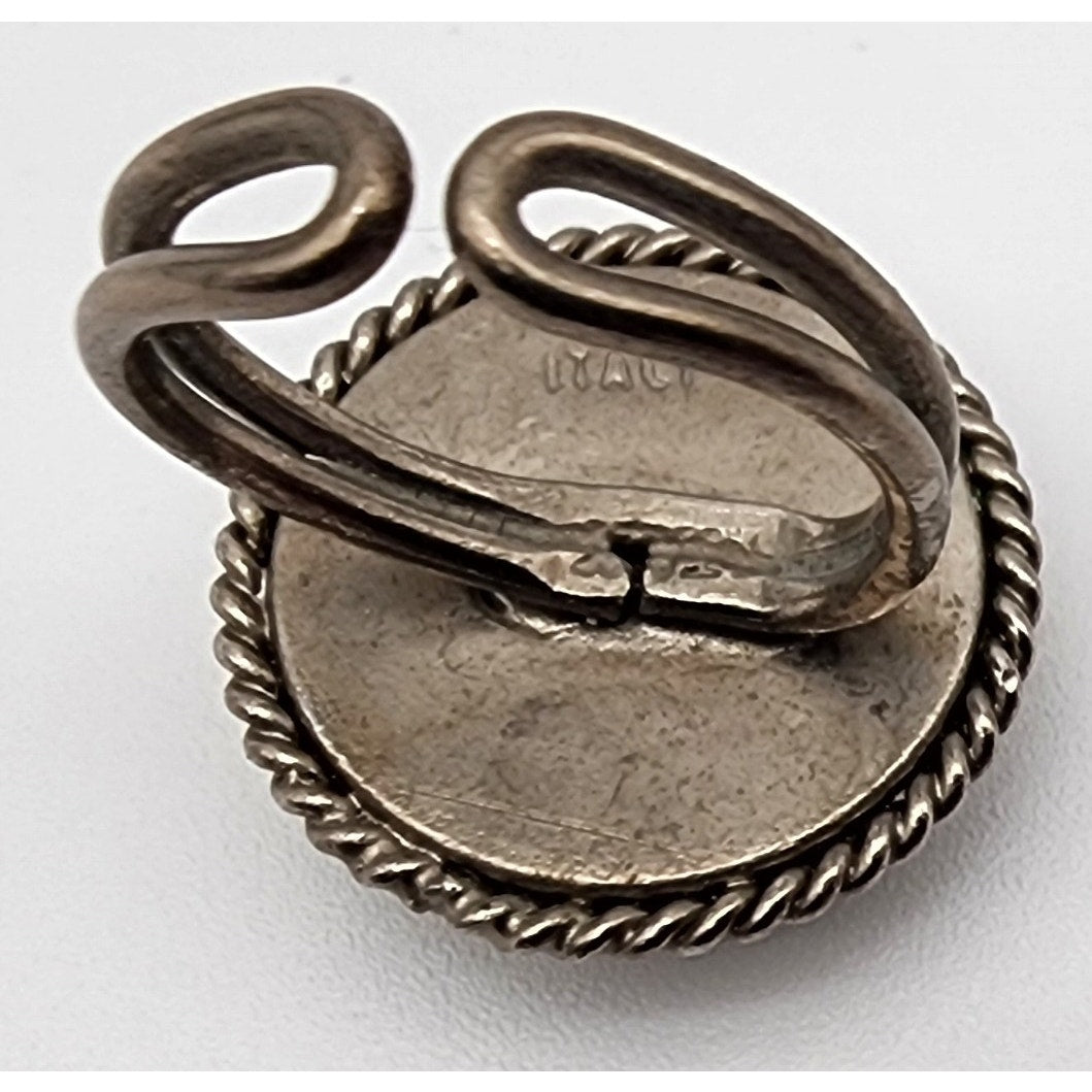 Vintage Italian Adjustable Ladies Ring Hand-Painted Scene Rope Border