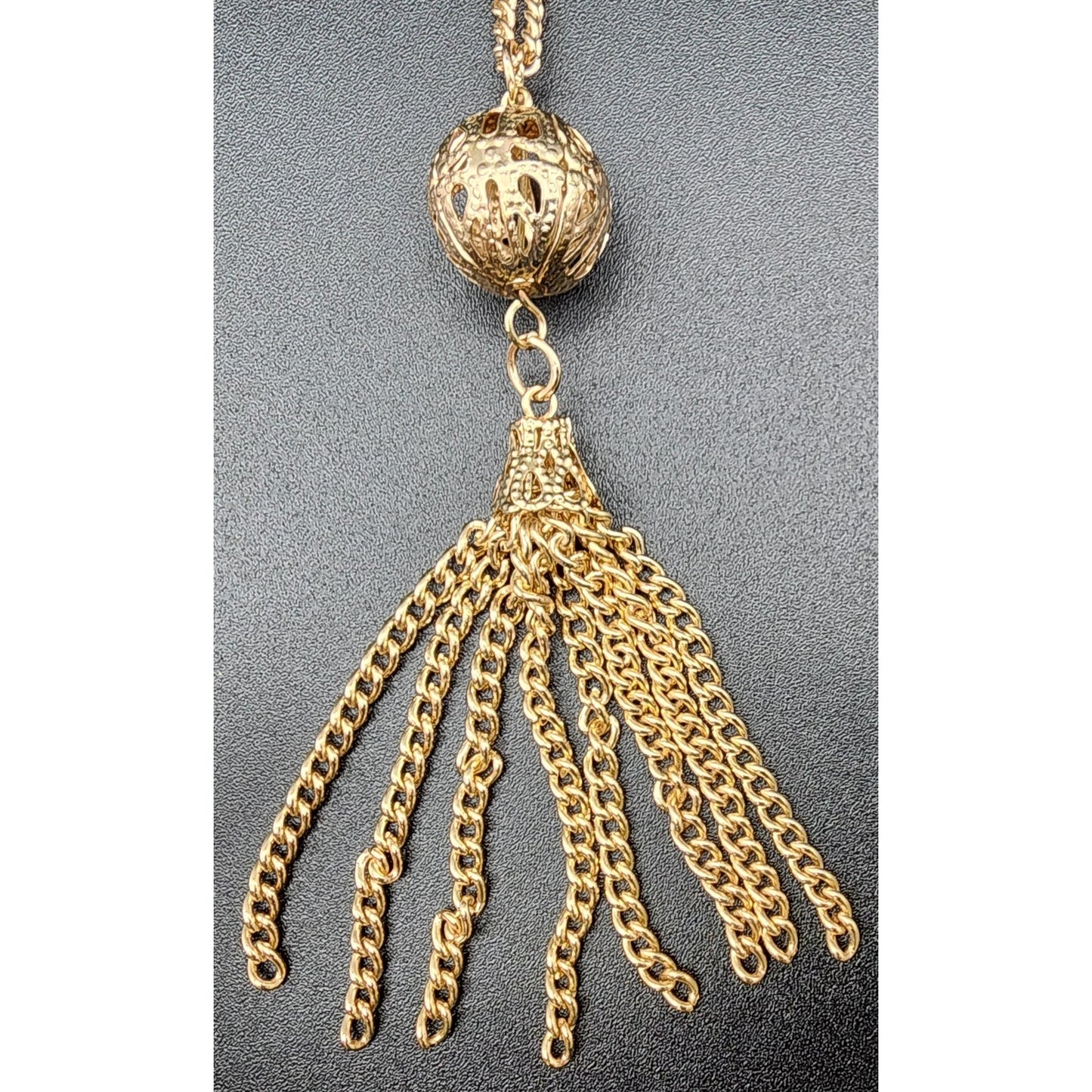 Set of 3 Vintage Gold & Rose Gold Necklaces Tassel Filigree Pendant Lot - 1980s