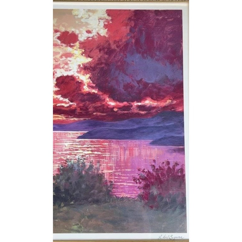 Nuages Seriolithograph Littorio Del Signore 2003 Signed in Print Gold Ornate Frame