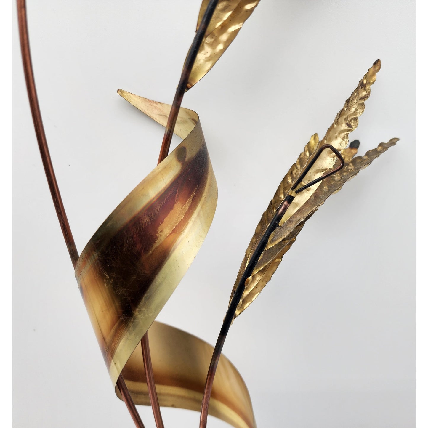 Vintage Brass & Copper Wheat Wall Art Pair – 31" Metal Sculptures Left/Right