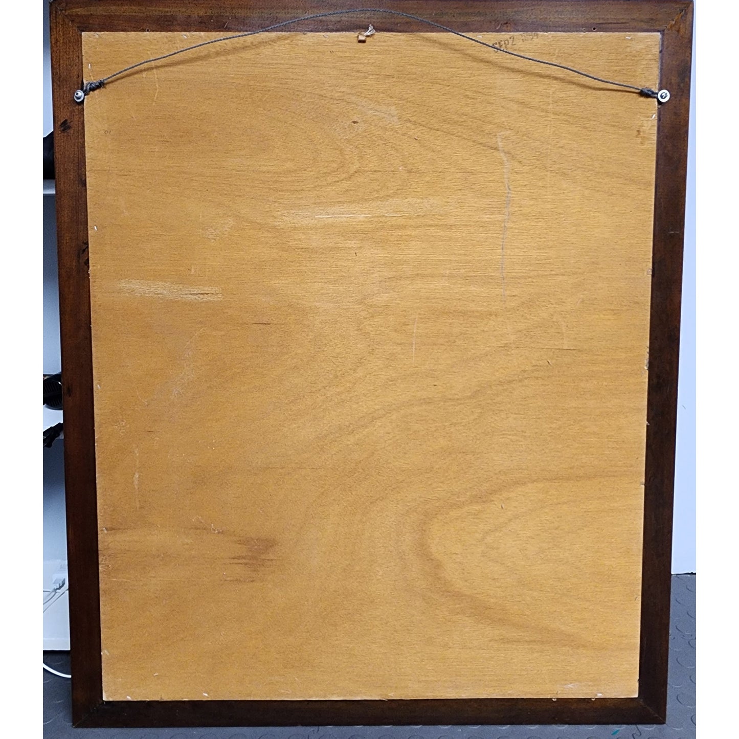 1994 Large Beveled Glass Mirror w/ Solid Wood Frame 33x39 Vintage