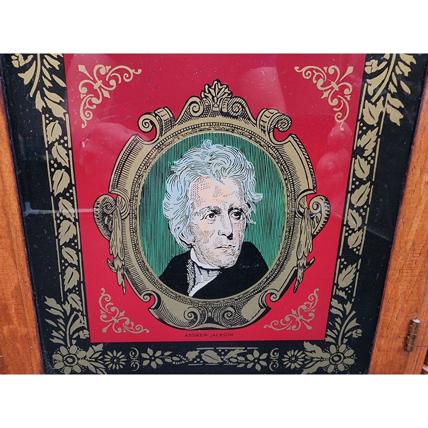 Antique Seth Thomas OG Clock w/ Andrew Jackson Glass, Key & Pendulum