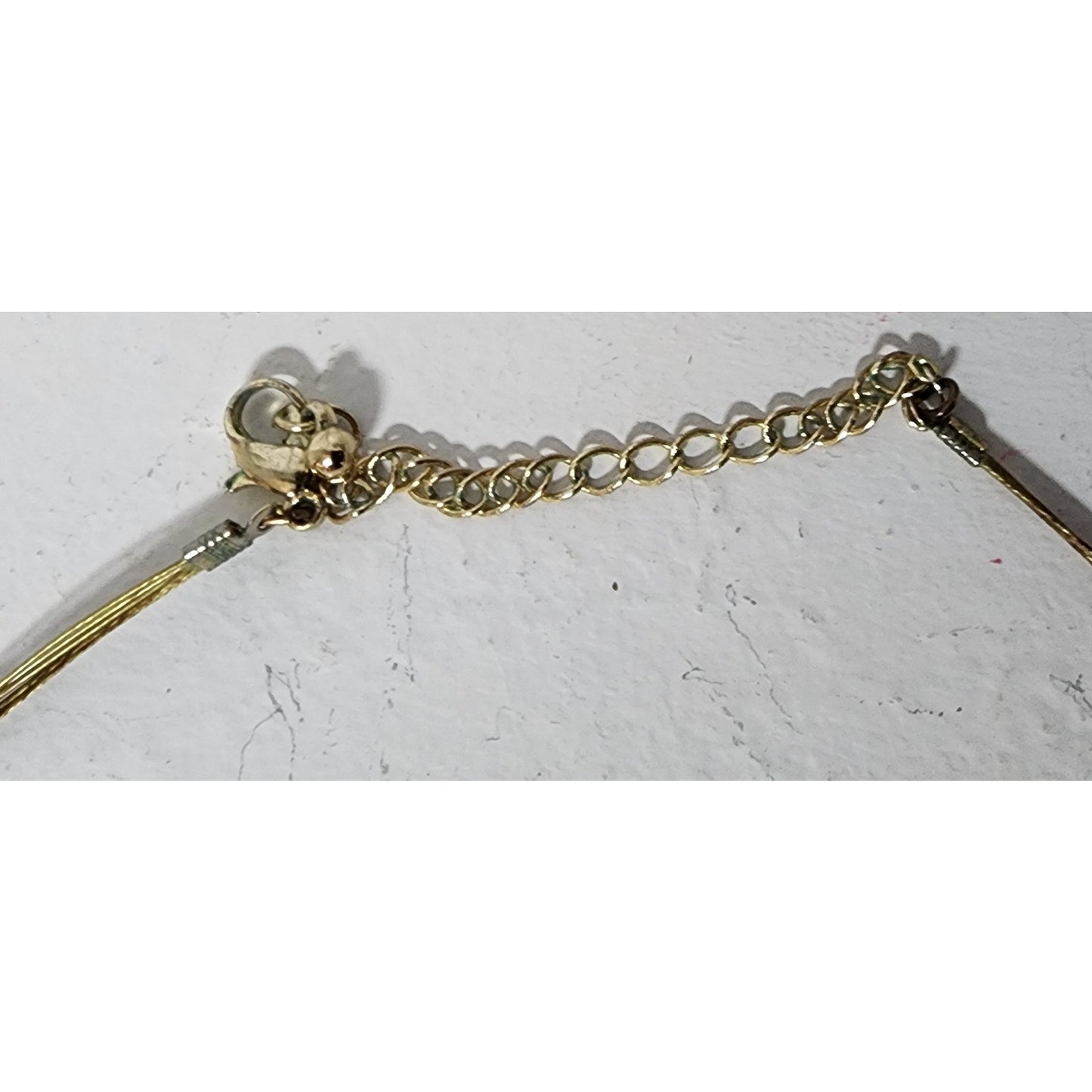 Vintage Green Stone Necklace Goldtone Oval Settings & Sliding Chain Design