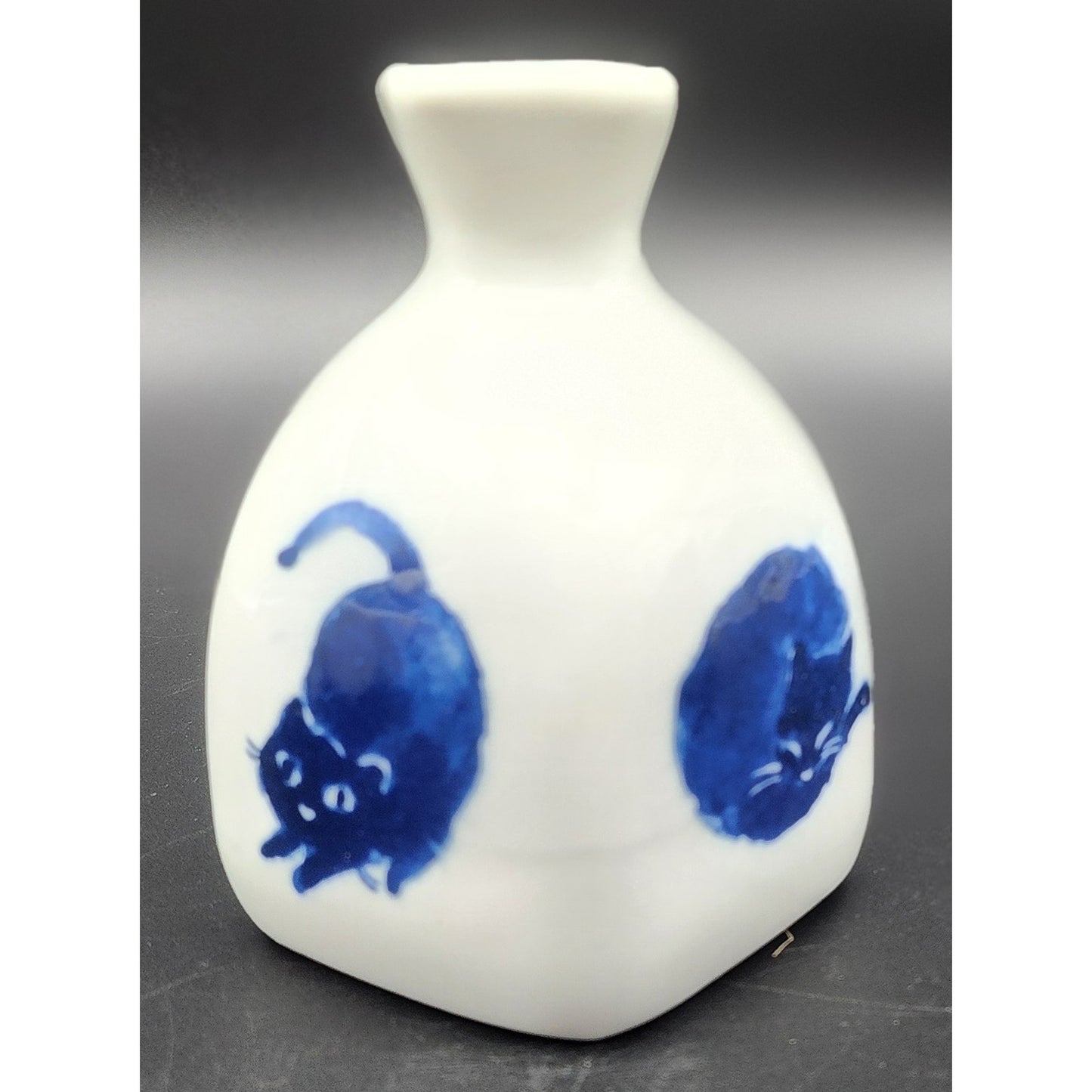 Kotobuki Japanese Midnight Blue Cat Sake Set w/ Box – 5pc Ceramic Like New VTG