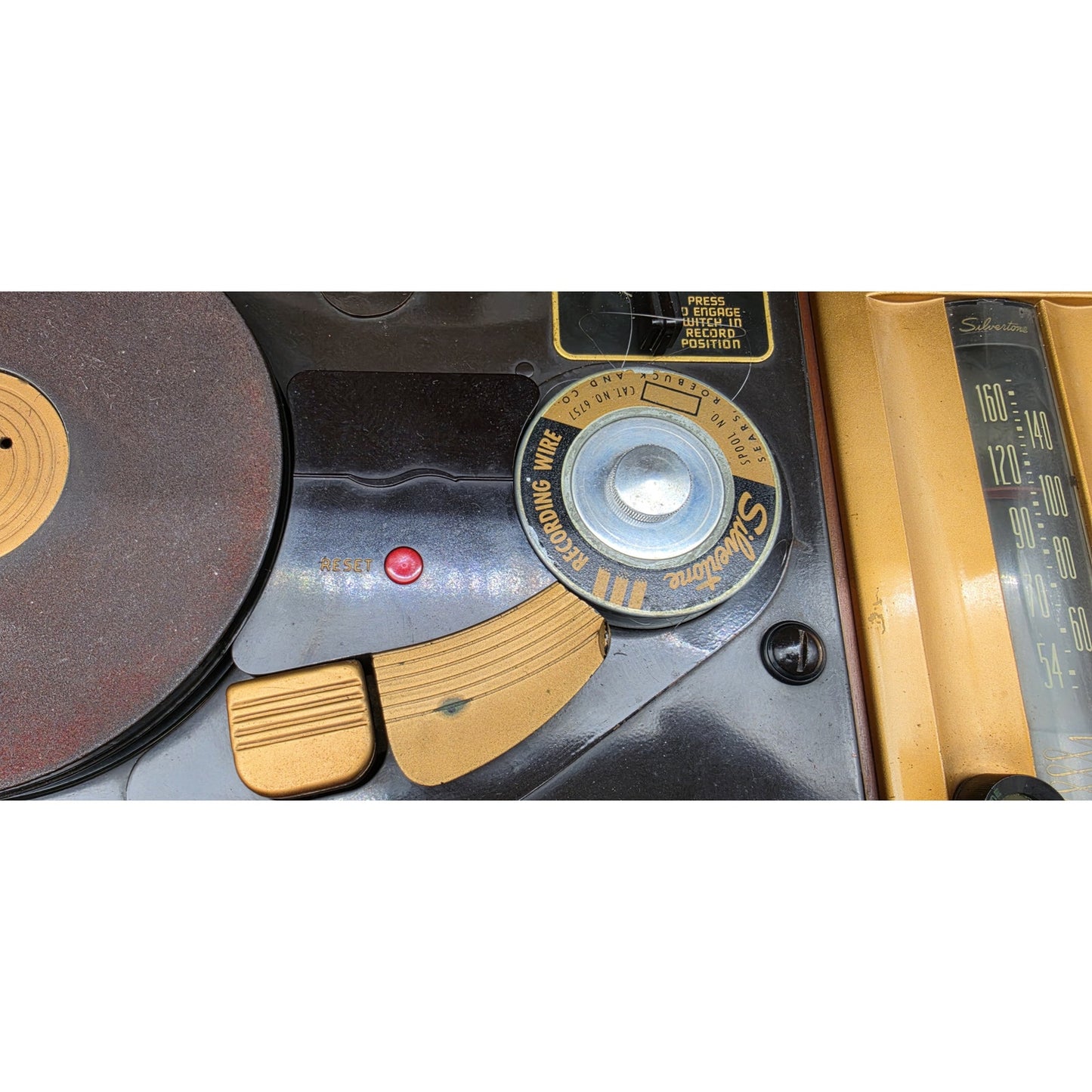 1949 Silvertone 8086B Wire Recorder AM Tube Radio Phono Untested w/ Wire