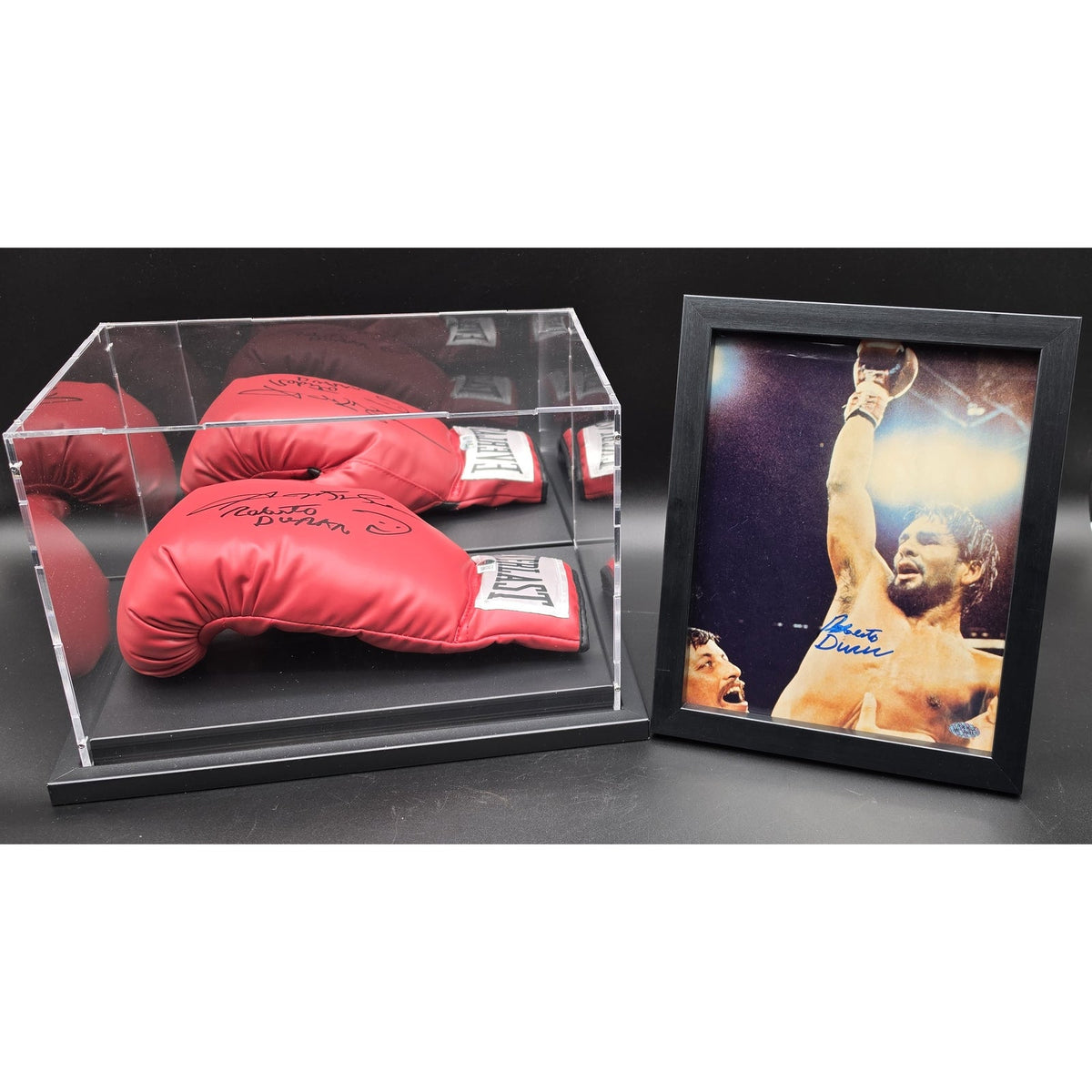 Roberto Duran Signed Everlast Boxing Glove & Framed 8x10 Photo Beckett PAAS COA