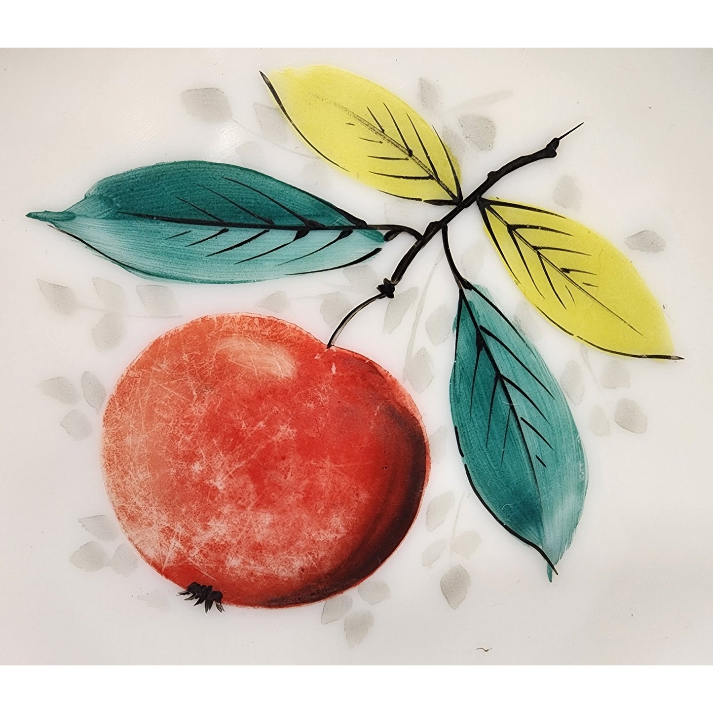 VTG Westmoreland Milk Glass Beaded Edge Fruit Plates 5 Set, Hand Painted, 7.5"