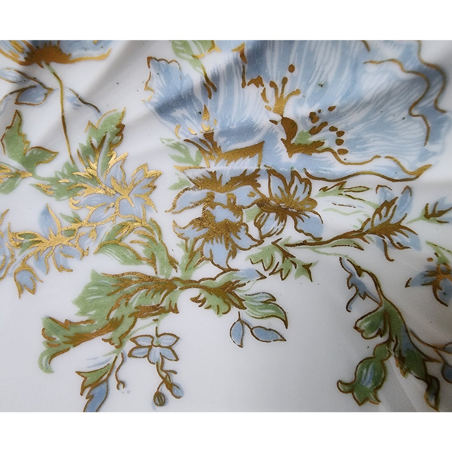 Haviland Limoges France 5" Porcelain Plate Blue Florals Gold Gilt Swirl Rim Vtg
