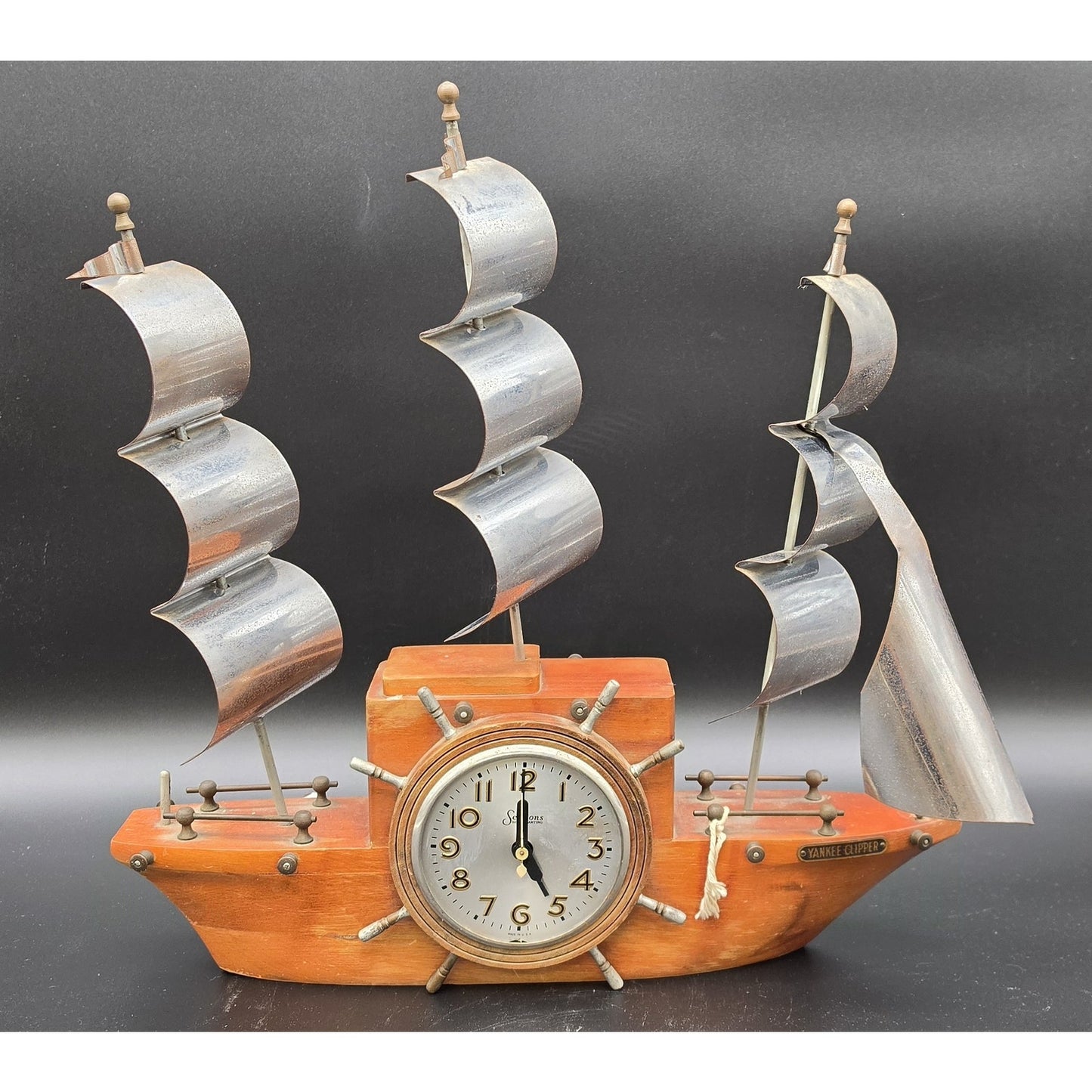 Vintage Yankee Clipper Ship Clock Sessions MasterCrafters Wood & Steel Nonworking
