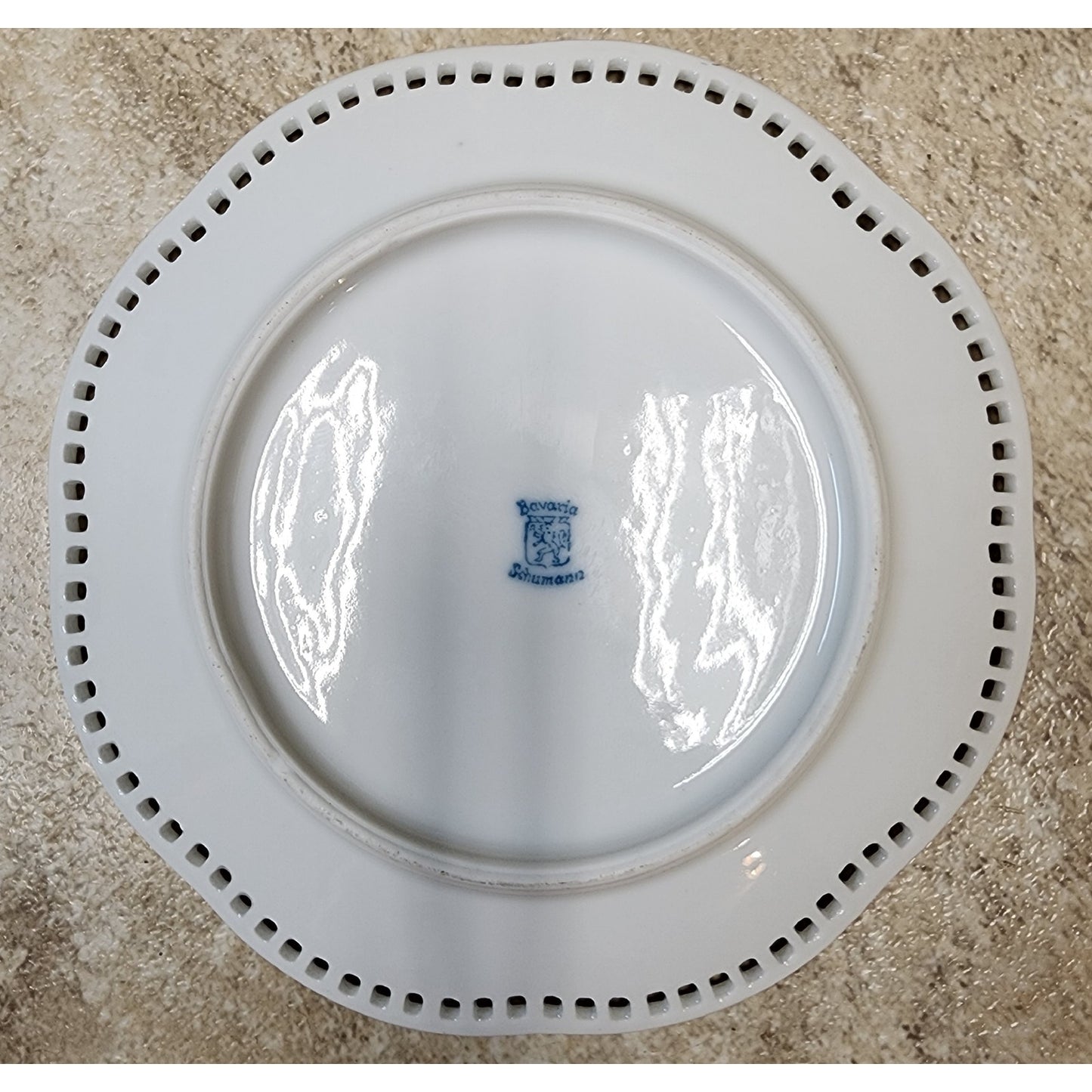 Bavaria Schumann Bird Plates w/ Gold Rim & Lattice Edge – Pair, 5.5" Diameter