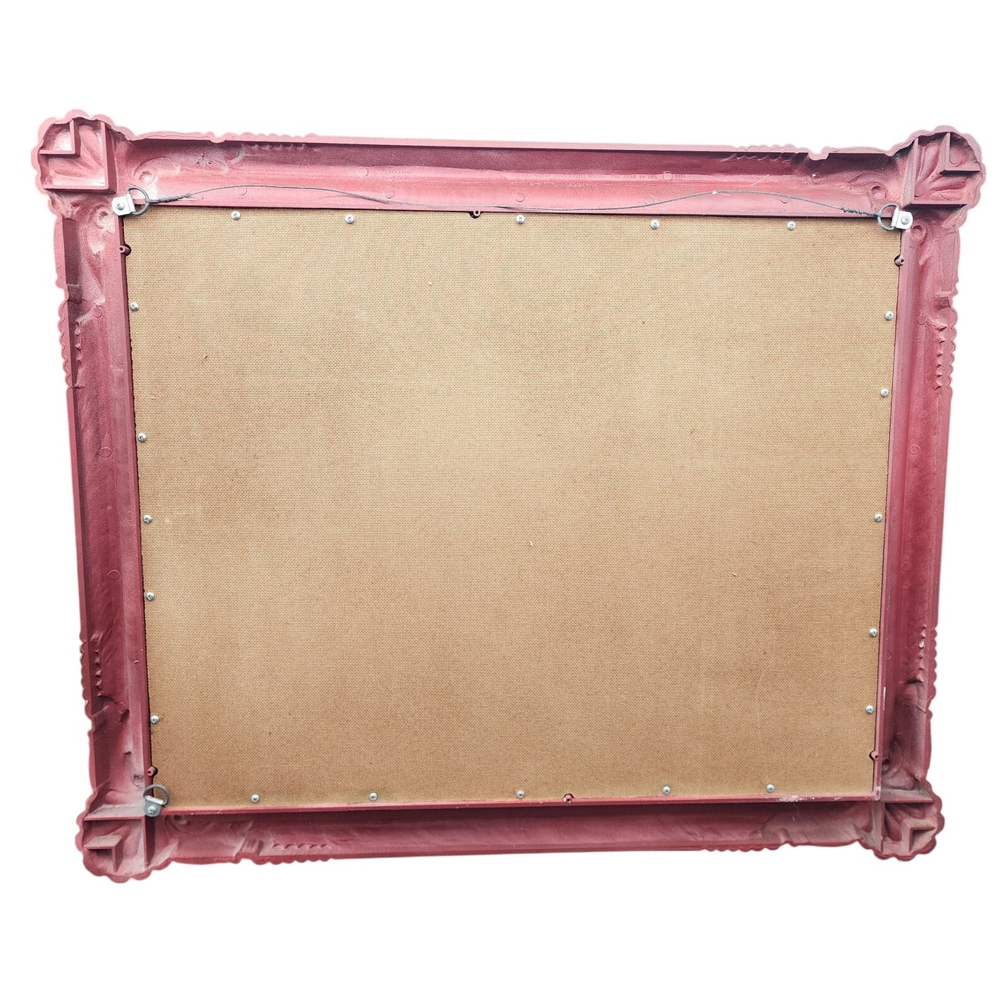Vintage Ornate Faux Wood Mirror 36 x 30.5 Carved Scroll Frame Excellent