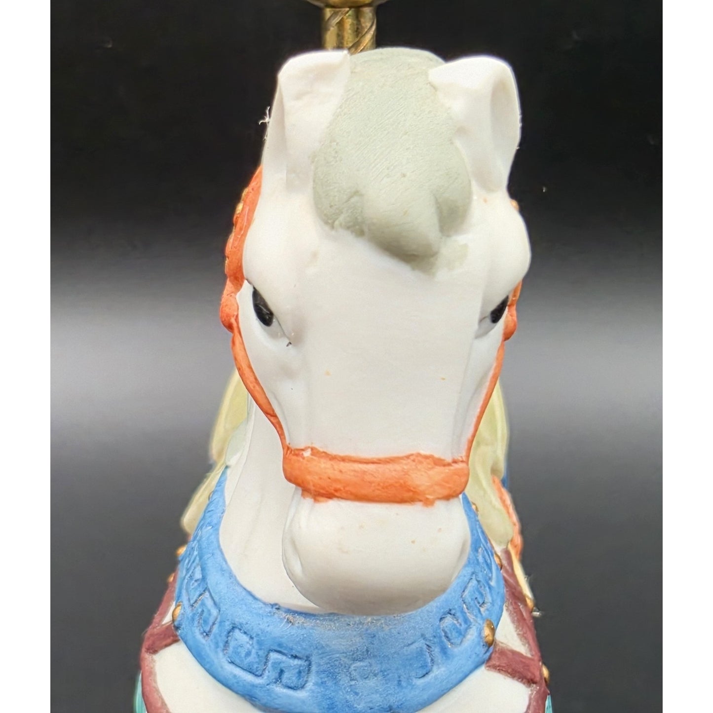 Vintage Taiwan Carousel Horse Music Box – Hand Painted Porcelain on Walnut Base