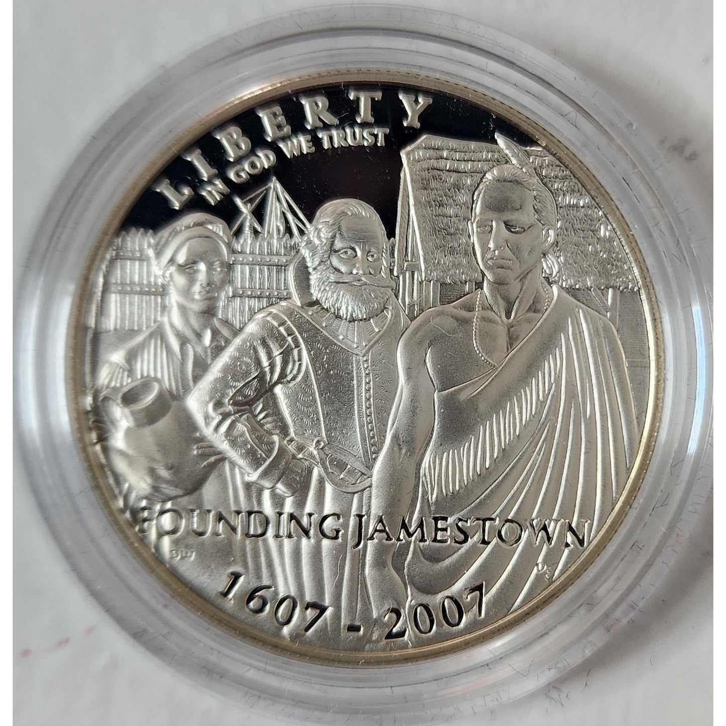 Jamestown 400th Silver Proof Dollar + Framed FDC LE 1618/3000 Postmark Gallery