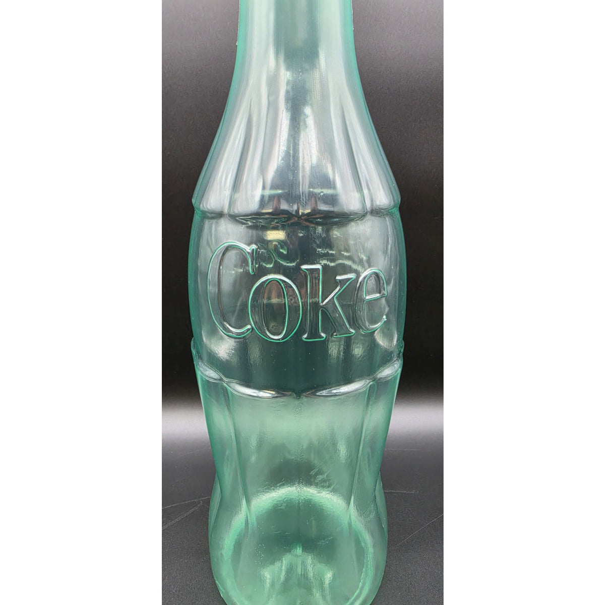 Vintage 1989 Coca Cola Huge 23.5 Plastic Bottle Bank Green Tinted Glass Look Box