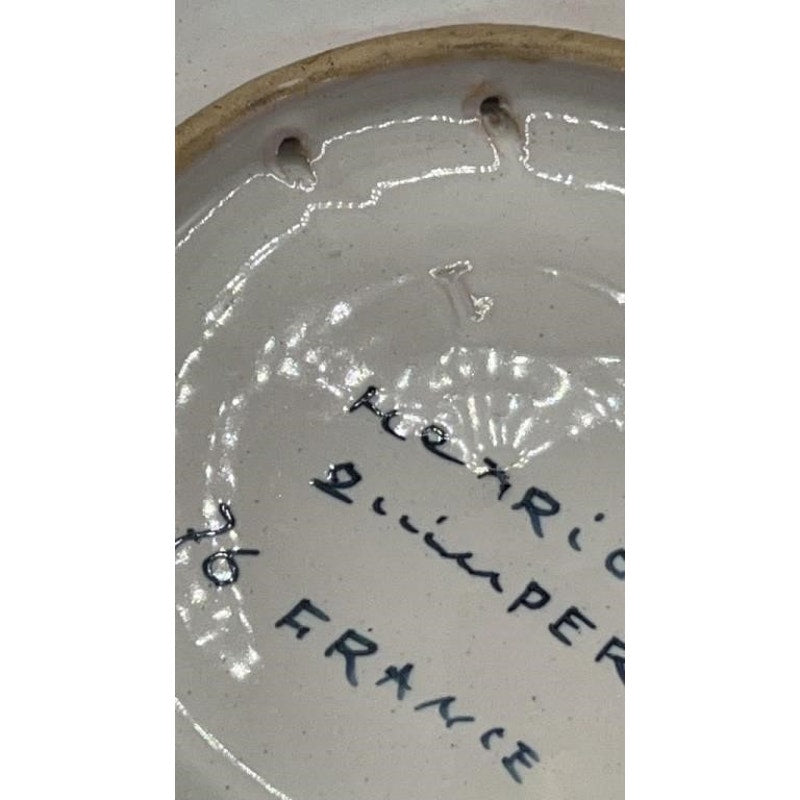 Henriot Quimper Fleuri Bretonne Scalloped Deep Dish French Faience Hand Painted