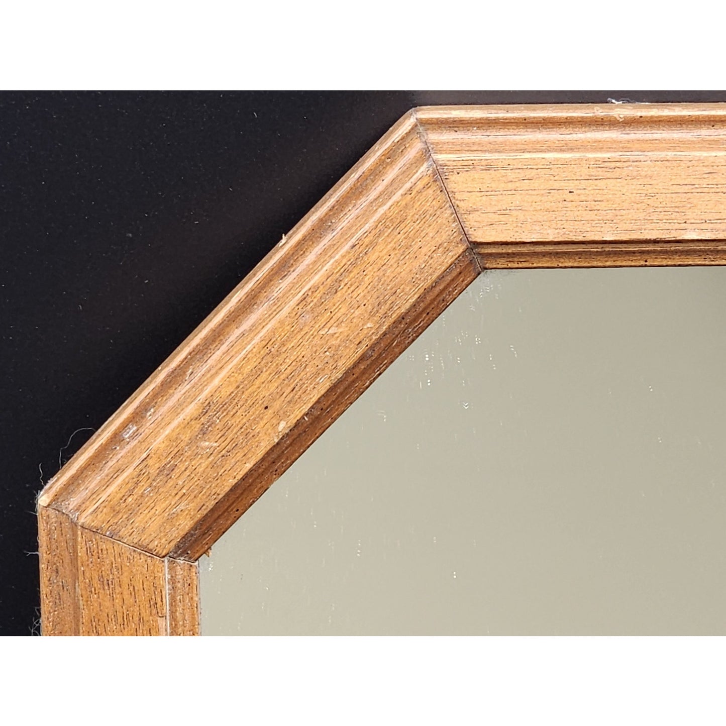 Vintage Solid Wood Octagon Mirror w/ Beveled Frame & Dual Hanging Options