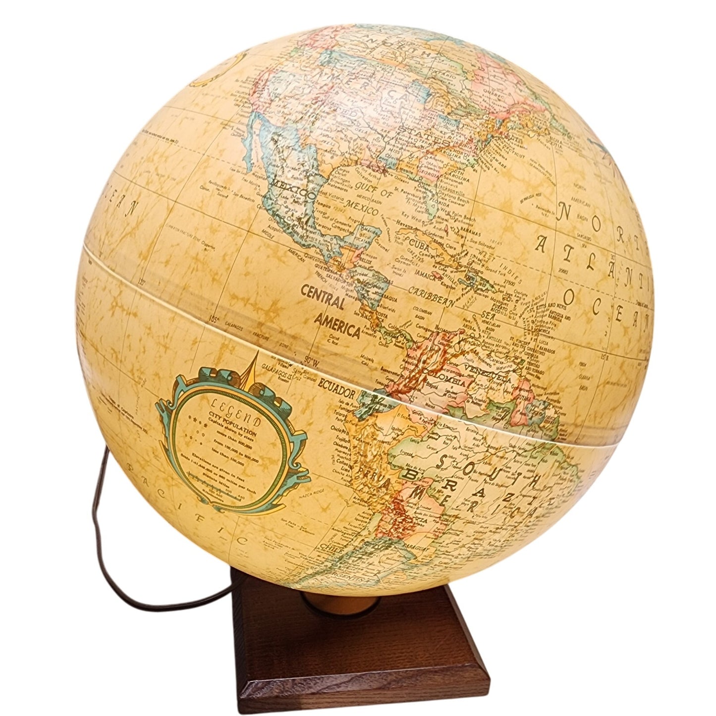 Replogle World Premiere 12" Illuminated Globe Vintage Wood Base LED Tested