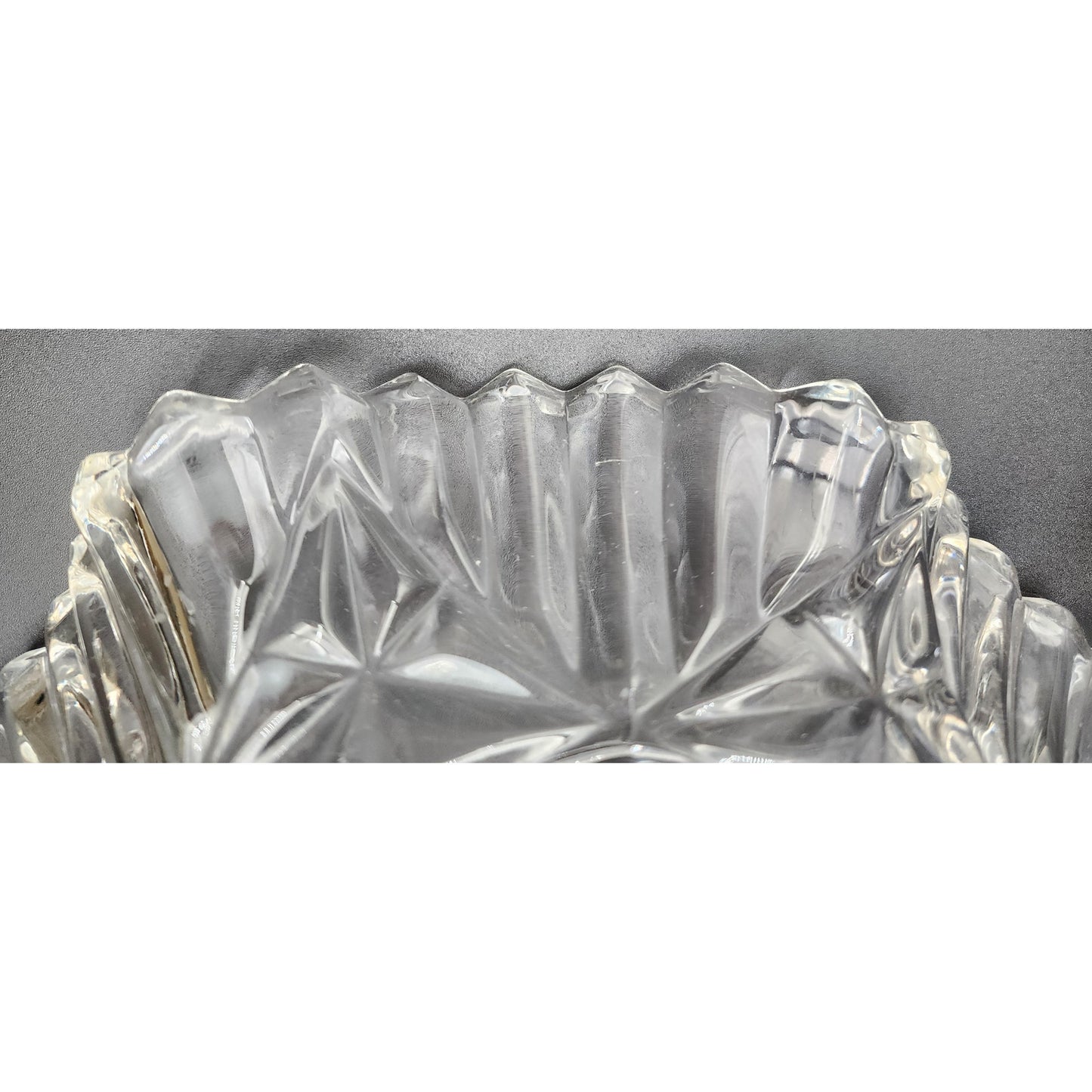 Vintage 11" Indiana Glass Bowl Grapevine Motif Scalloped Fluted Rim Elegant
