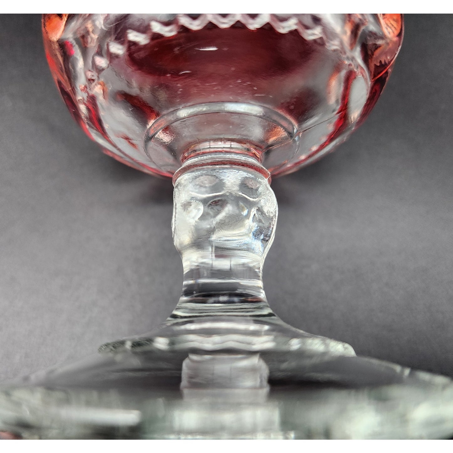 8 Kings Crown Thumbprint Ruby Flash Goblets 4.3" Vintage Glass Set