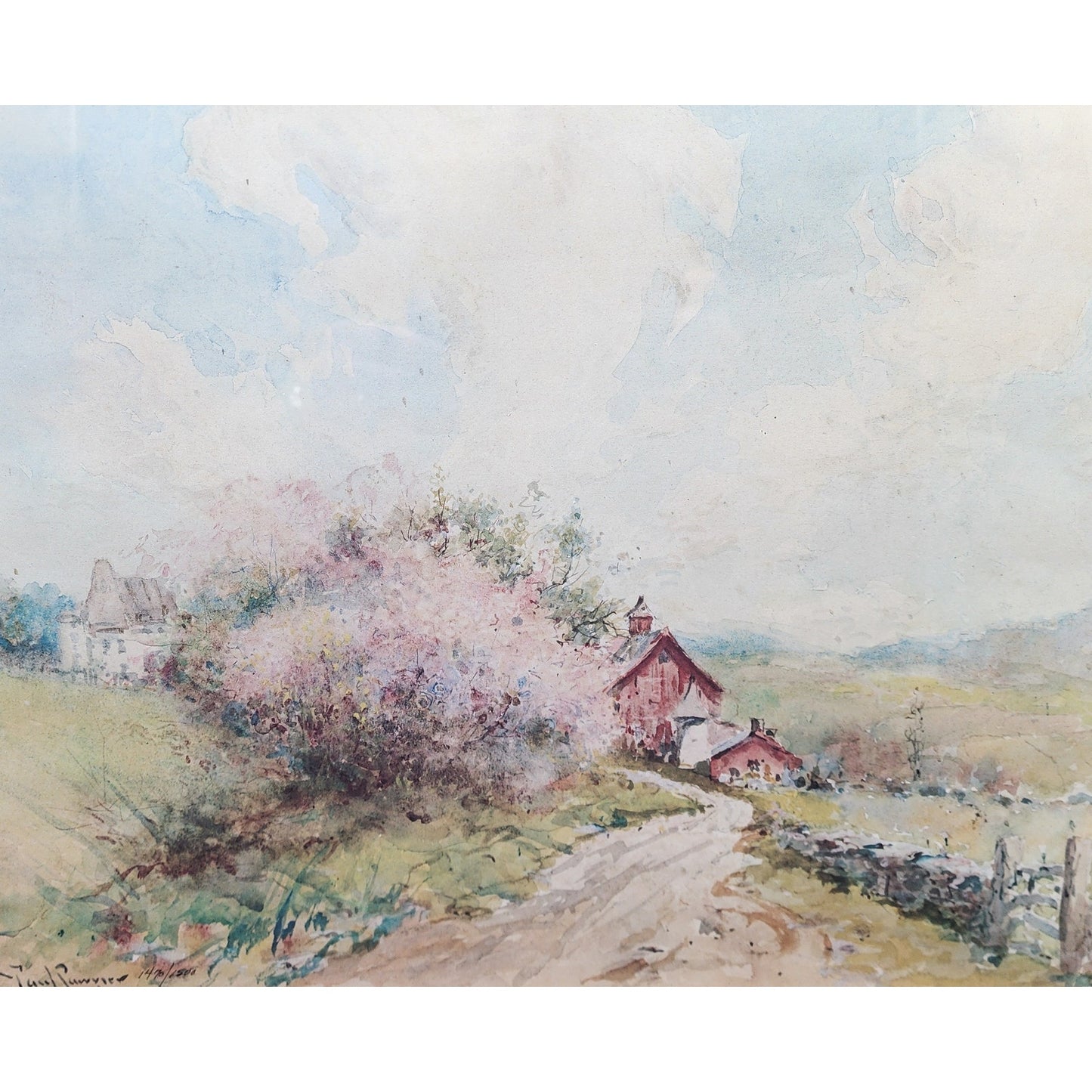 Countryside Paul Sawyier Lithograph 1470/1500 Framed Oak 22x20 COA 1996