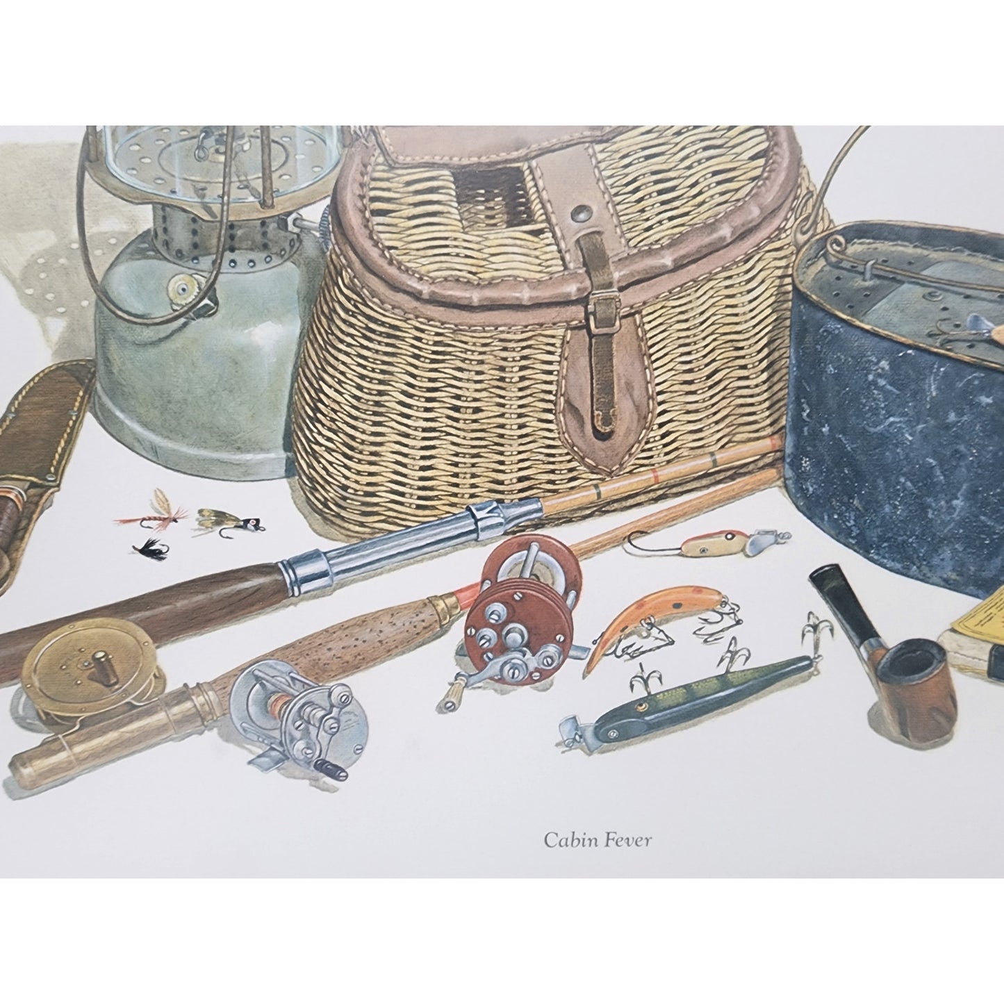 Cabin Fever C. Don Ensor 1980 Signed Litho Framed Cork Matte Fishing Print