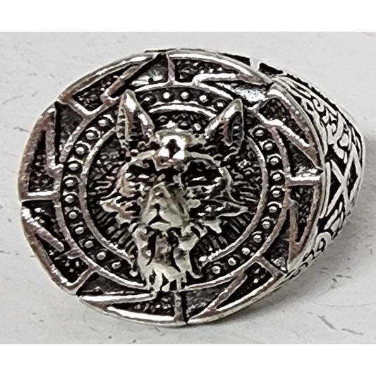 Tribal Engraved Design Bold Statement Band Stainless Steel Ring Size 7.5